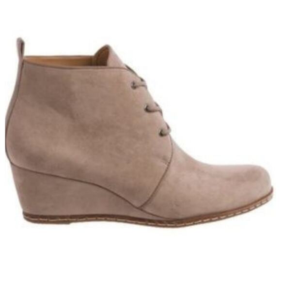 FRANCO SARTO Tan Annabelle Lace Up Wedge Ankle Boots Size 8.5 - Picture 10 of 11